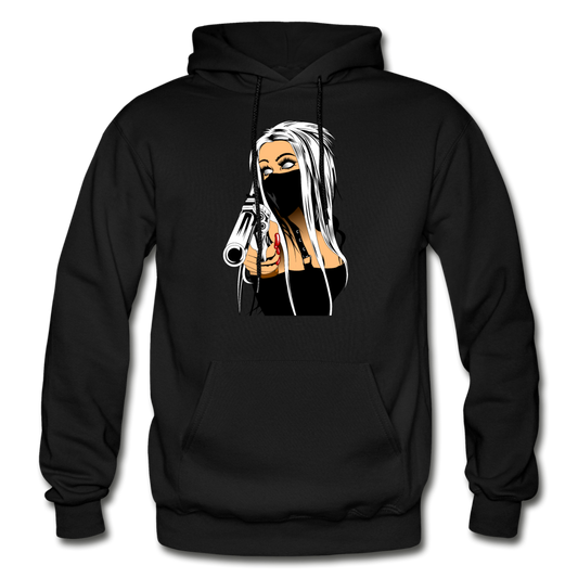 Masked Girl with Gun Hoodie - black