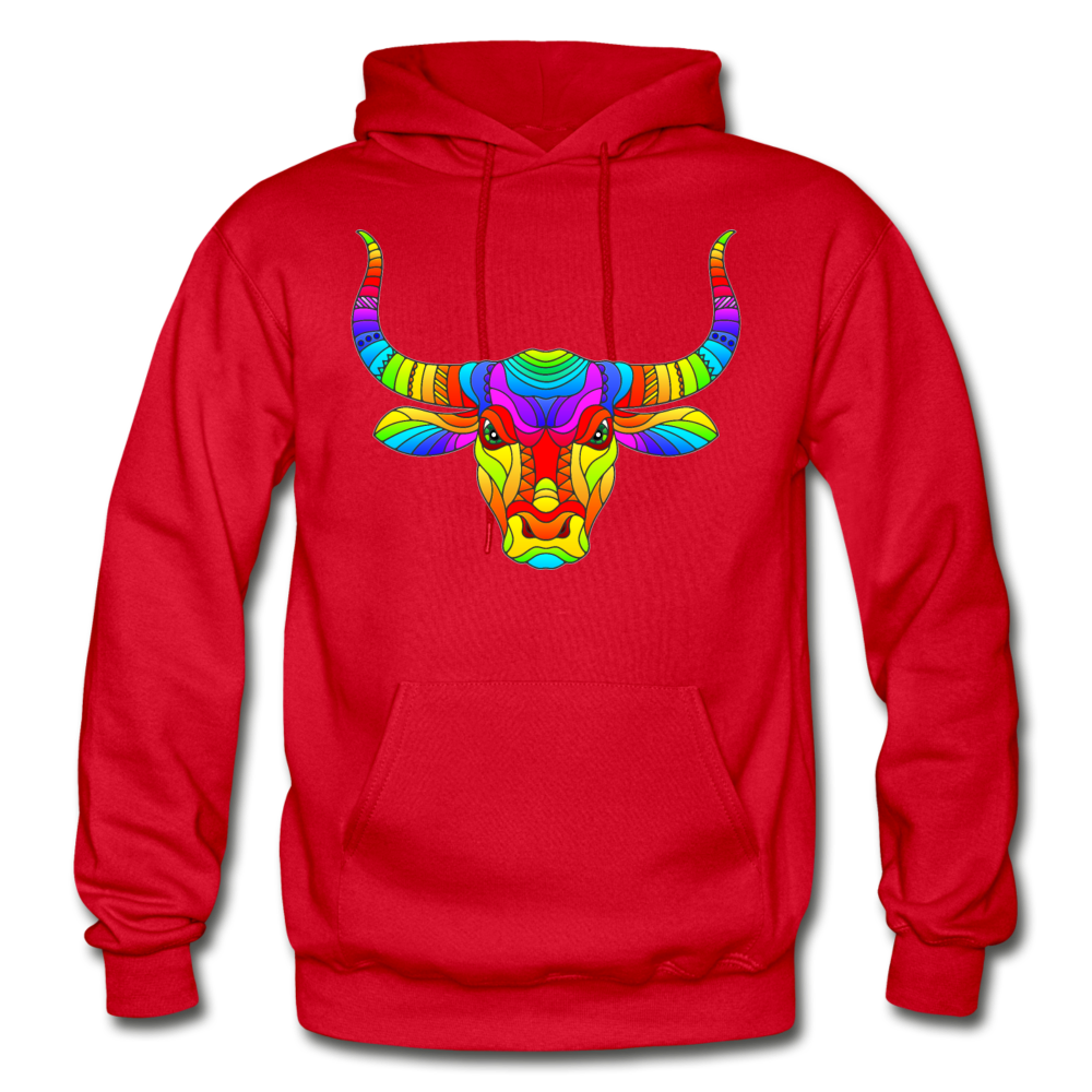 Colorful Bull Hoodie - red