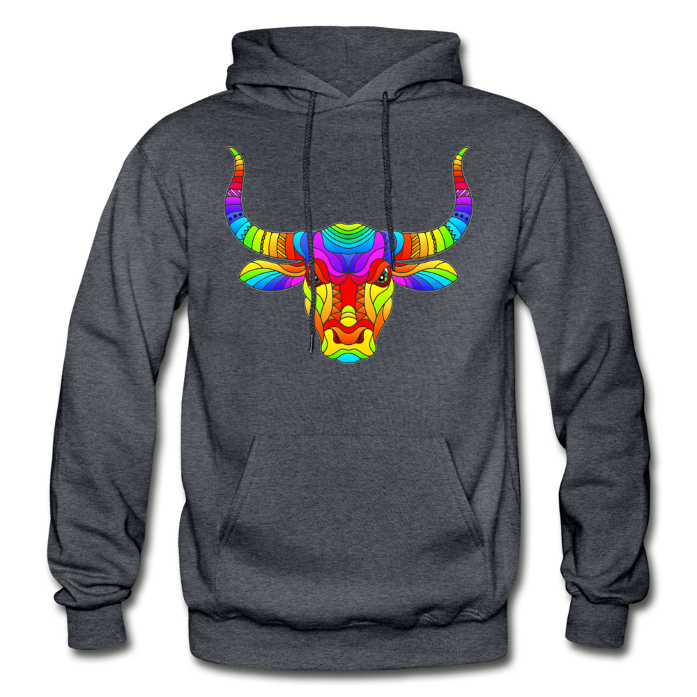 Colorful Bull Hoodie - charcoal gray