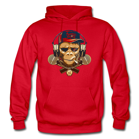 Hip Hop Monkey & Cross Microphones Hoodie - red