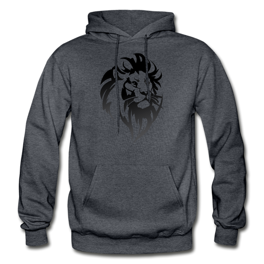 Black & White Lion Hoodie - charcoal gray