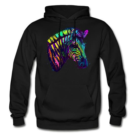 Colorful Neon Zebra Hoodie - black