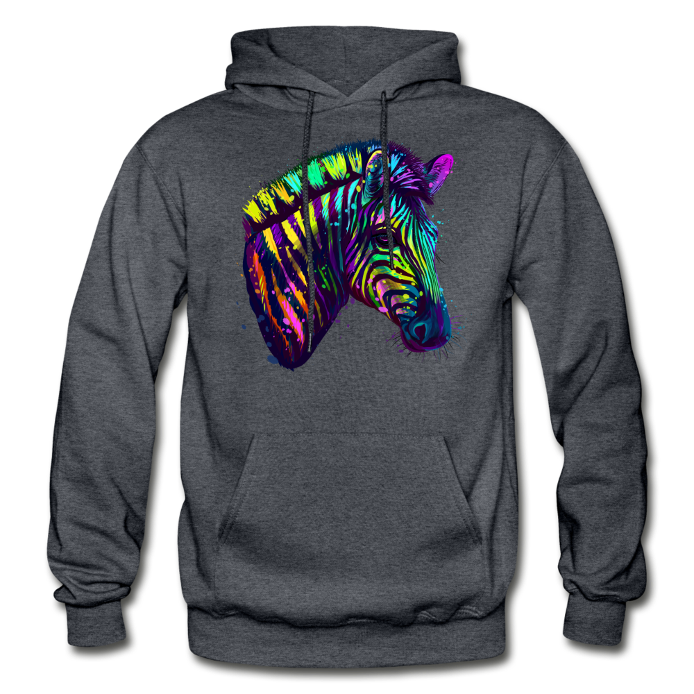 Colorful Neon Zebra Hoodie - charcoal gray