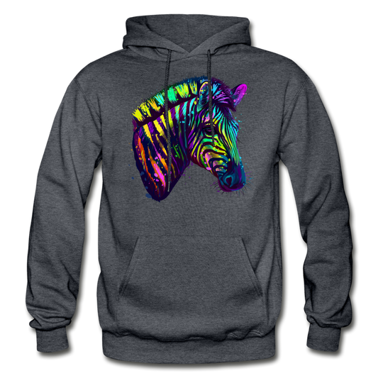 Colorful Neon Zebra Hoodie - charcoal gray