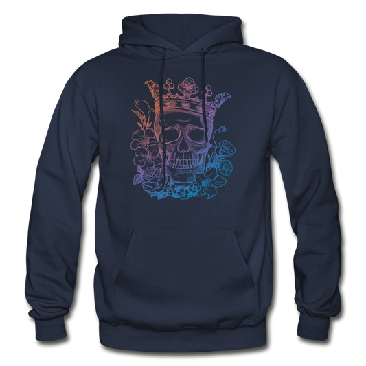 Skull Crown & Roses Hoodie - navy