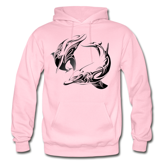 Tribal Maori Dolphins Hoodie - light pink