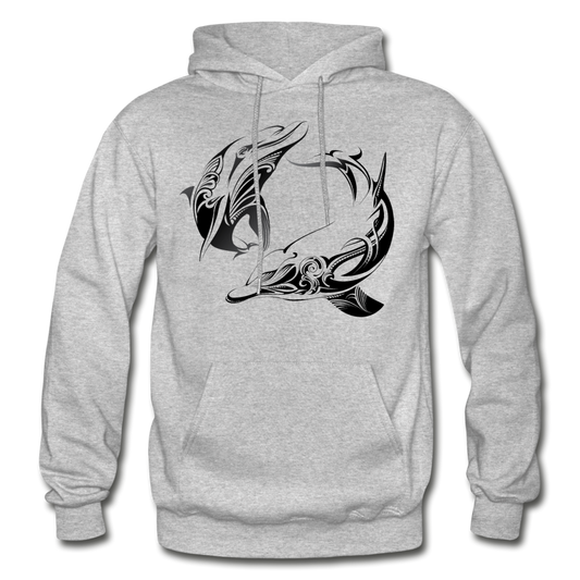 Tribal Maori Dolphins Hoodie - heather gray