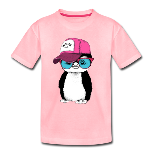 Hipster Penguin Kids T-Shirt - pink