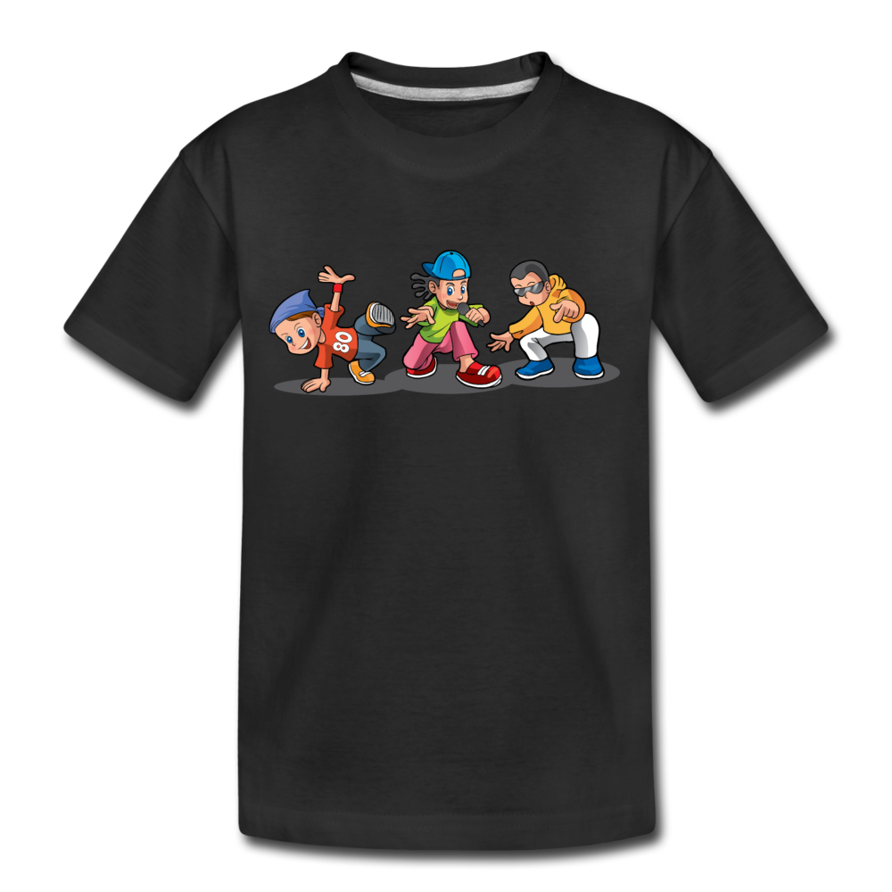 Hip Hop Cartoon Kids Kids T-Shirt - black
