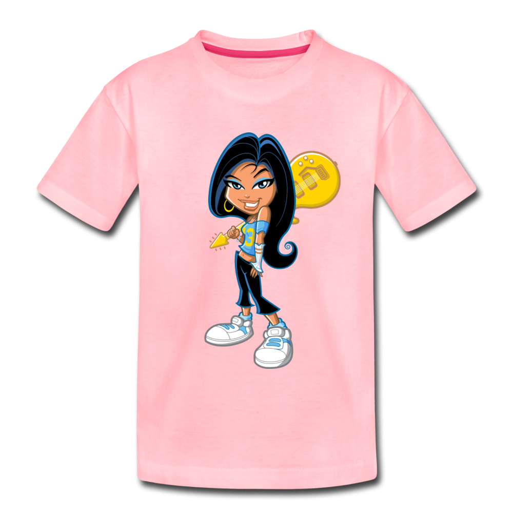 Guitar Girl Cartoon Kids T-Shirt - pink