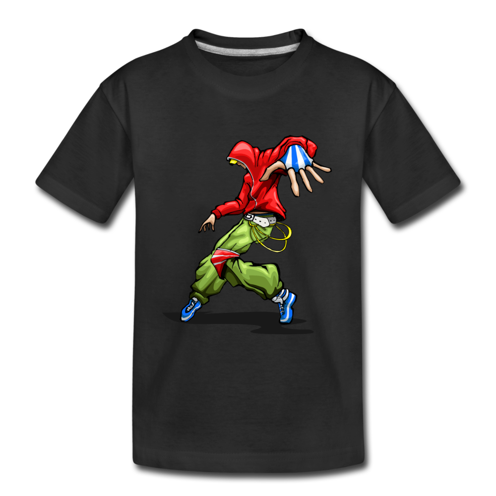 Hip Hop Dancer Cartoon Kids T-Shirt - black