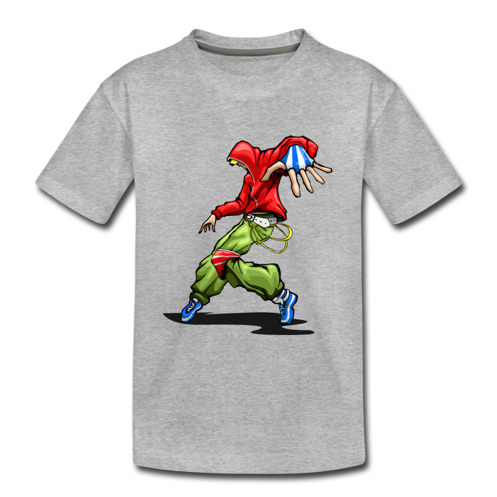 Hip Hop Dancer Cartoon Kids T-Shirt - heather gray