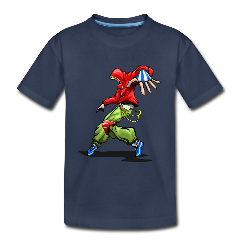 Hip Hop Dancer Cartoon Kids T-Shirt - navy