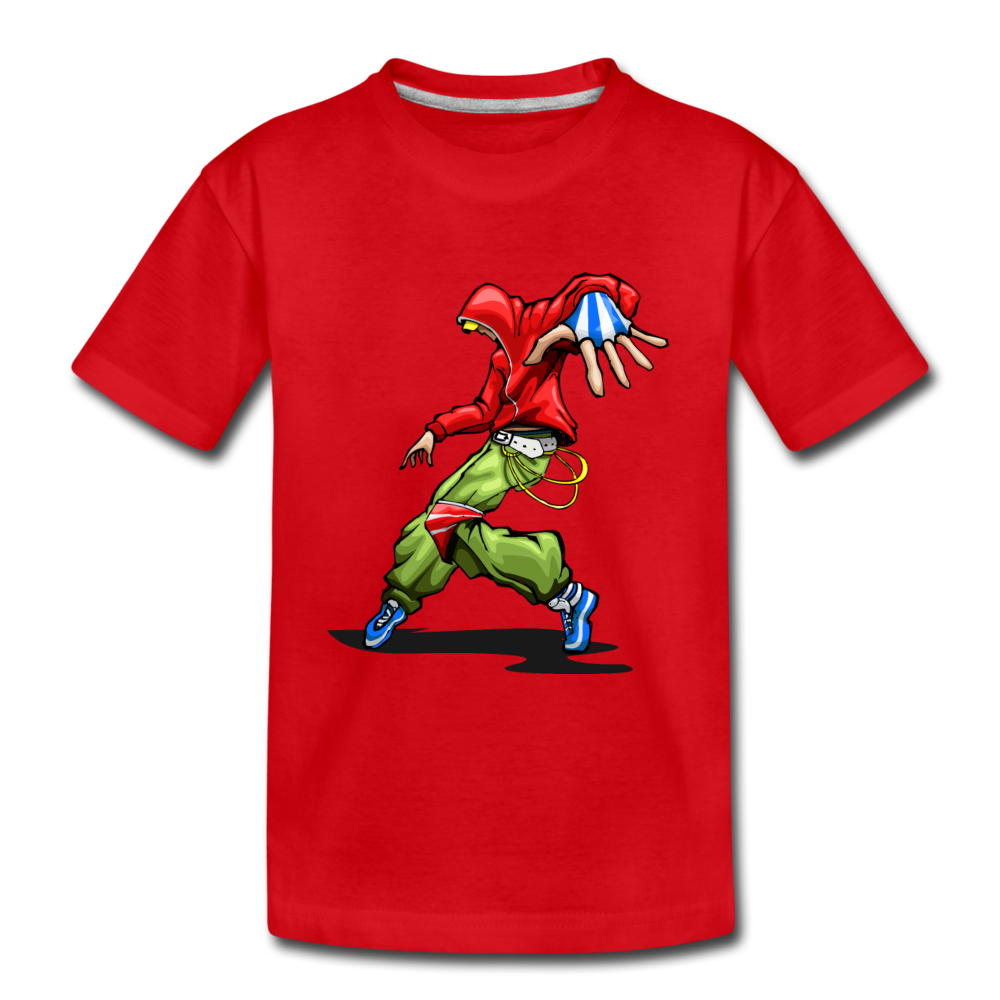 Hip Hop Dancer Cartoon Kids T-Shirt - red