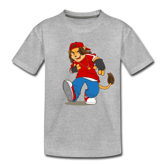 Hip Hop Lion Cartoon Kids T-Shirt - heather gray
