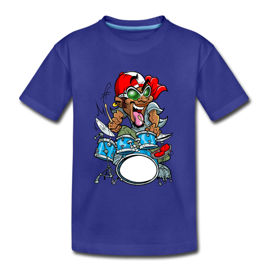 Drummer Cartoon Kids T-Shirt - royal blue