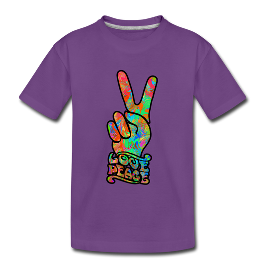 Love Peace Sign Kids T-Shirt - purple