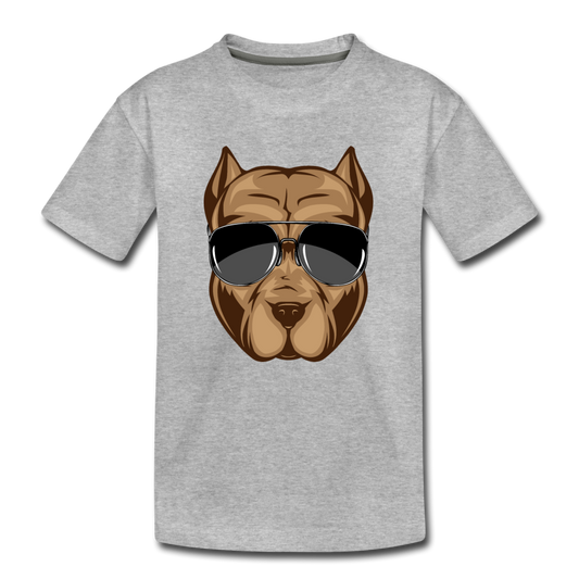 Cool Dog Sunglasses Kids T-Shirt - heather gray