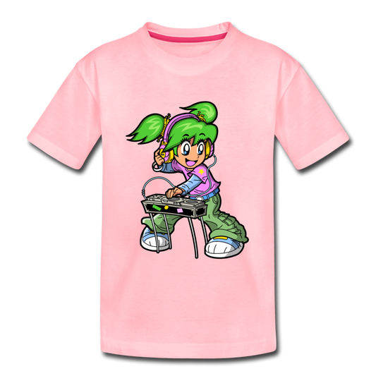 DJ Girl Cartoon Kids T-Shirt - pink