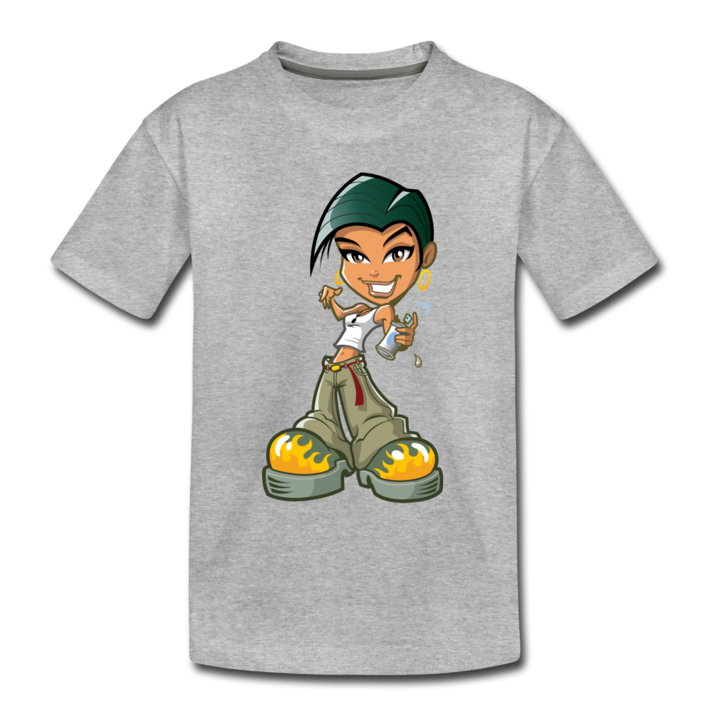 Cartoon Girl Kids T-Shirt - heather gray