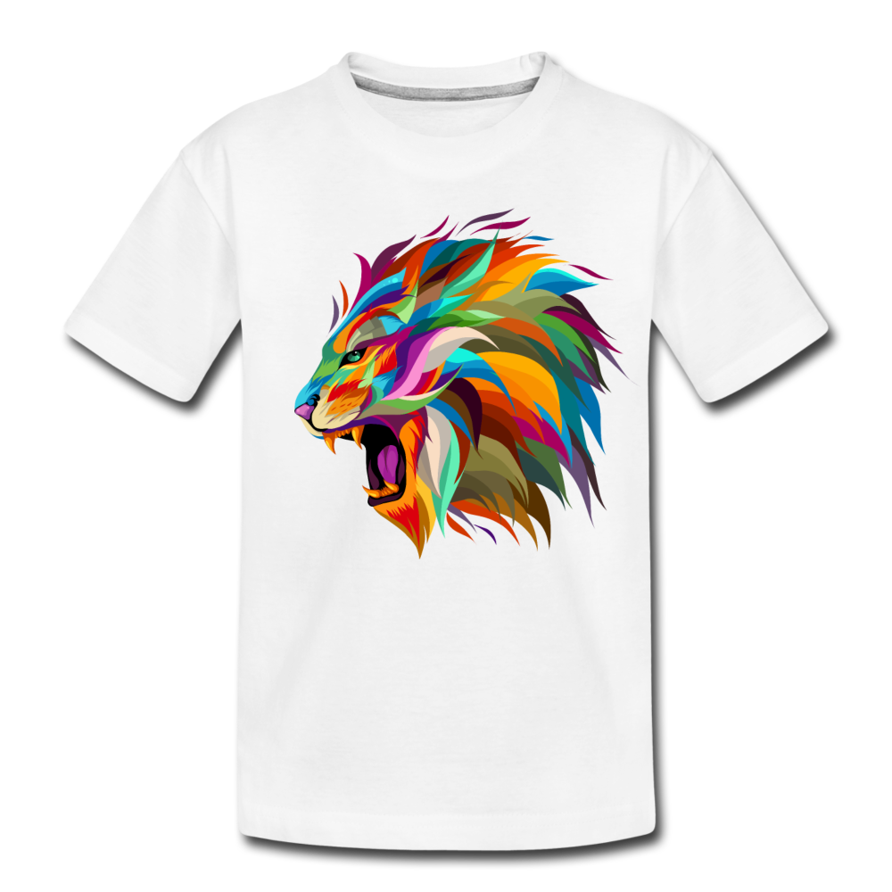 Colorful Abstract Lion Kids T-Shirt - white