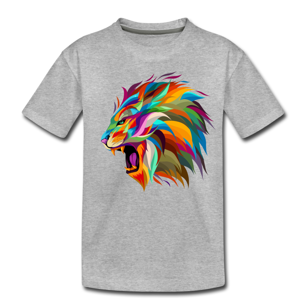 Colorful Abstract Lion Kids T-Shirt - heather gray