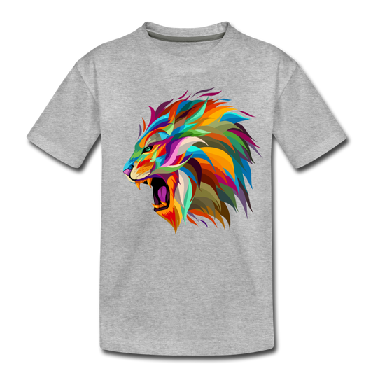 Colorful Abstract Lion Kids T-Shirt - heather gray