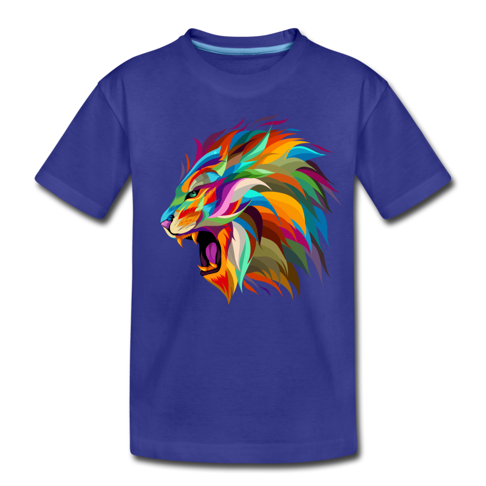 Colorful Abstract Lion Kids T-Shirt - royal blue