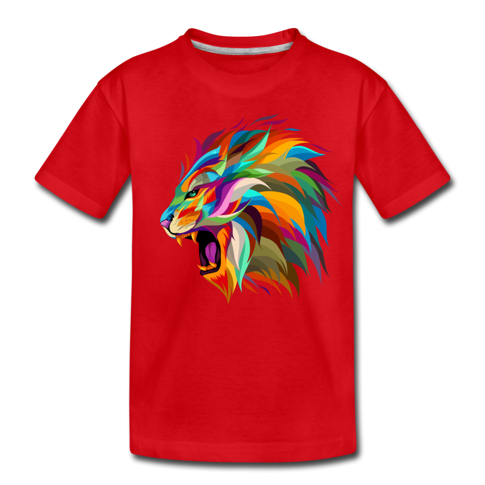 Colorful Abstract Lion Kids T-Shirt - red