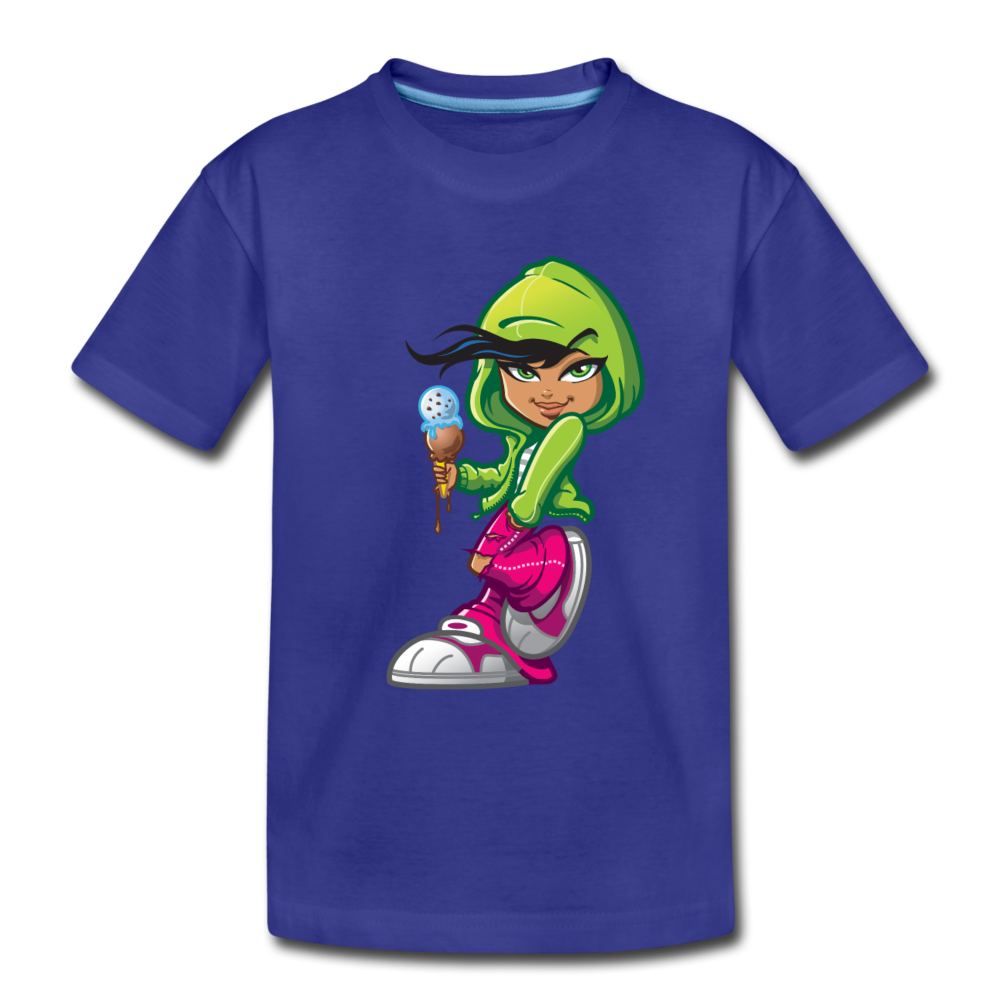 Ice Cream Cone Girl Cartoon Kids T-Shirt - royal blue