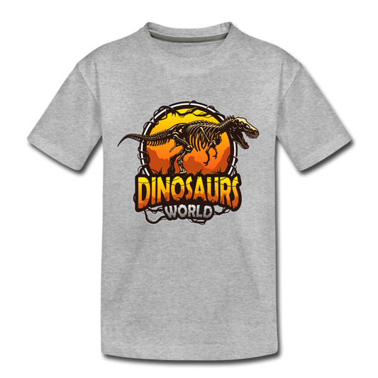Dinosaurs World Kids T-Shirt - heather gray