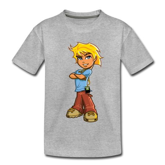 Cartoon Boy Kids T-Shirt - heather gray