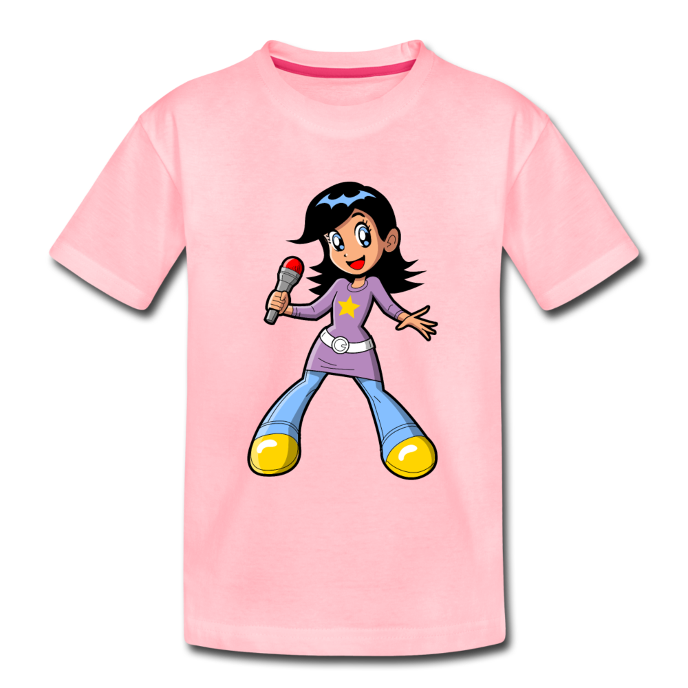 Singing Girl Cartoon Kids T-Shirt - pink