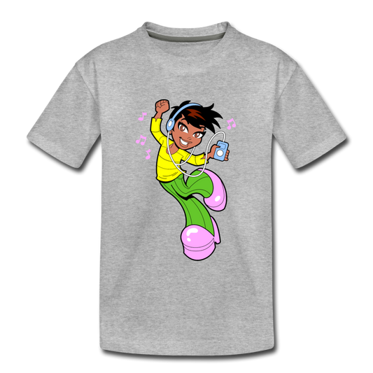 Dancing Girl Cartoon Kids T-Shirt - heather gray