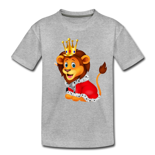 Lion King Crown Cartoon Kids T-Shirt - heather gray