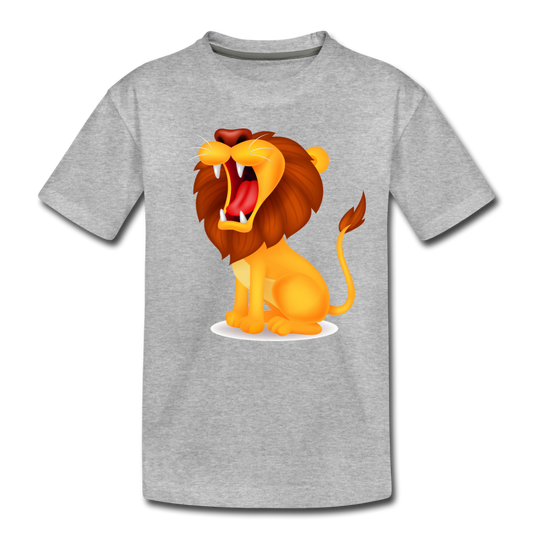 Roaring Lion Cartoon Kids T-Shirt - heather gray