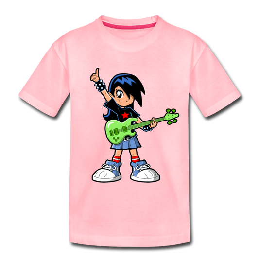 Guitar Girl Cartoon Kids T-Shirt - pink