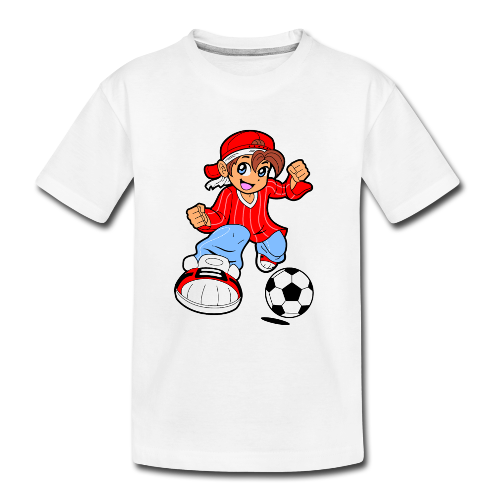 Soccer Boy Cartoon Kids T-Shirt - white