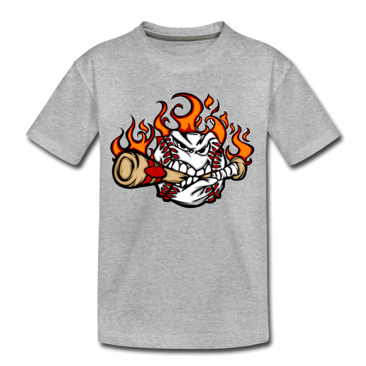 Baseball Biting Bat Kids T-Shirt - heather gray