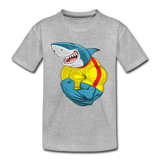 Buff Shark Kids T-Shirt - heather gray