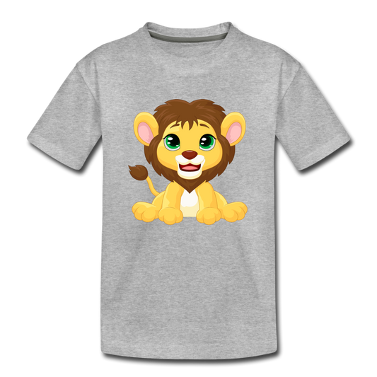 Lion Cub Cartoon Kids T-Shirt - heather gray