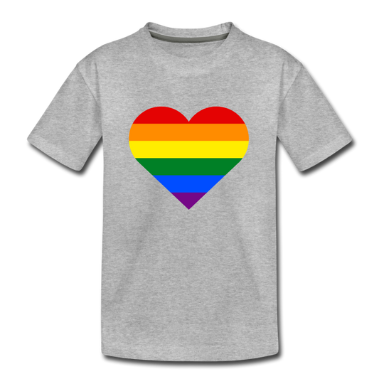 Rainbow Stripes Heart Kids T-Shirt - heather gray