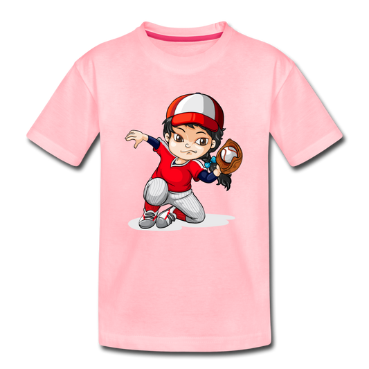 Baseball Girl Cartoon Kids T-Shirt - pink
