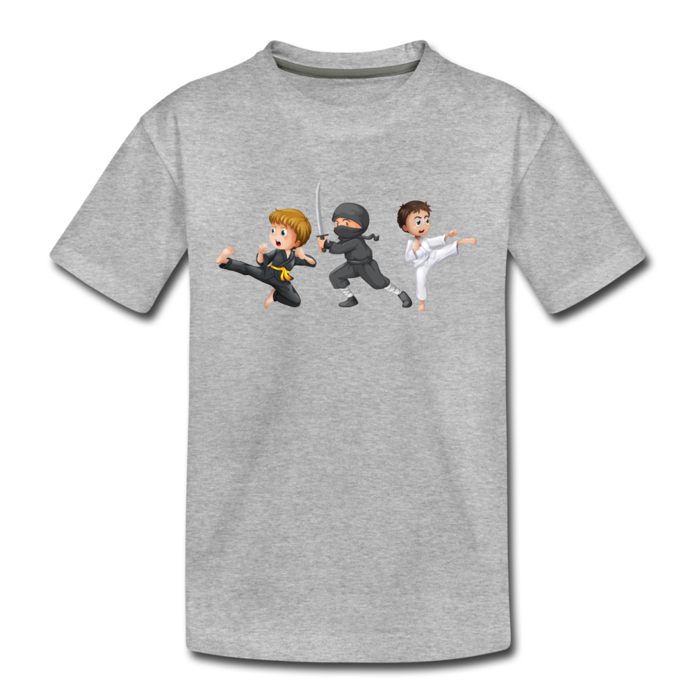 Martial Arts Cartoons Kids T-Shirt - heather gray