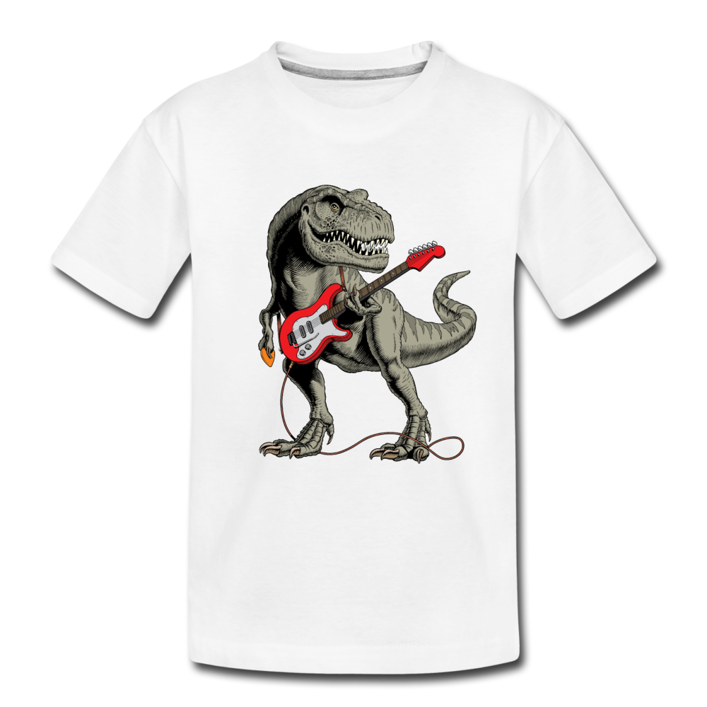 Guitar Dinosaur Kids T-Shirt - white