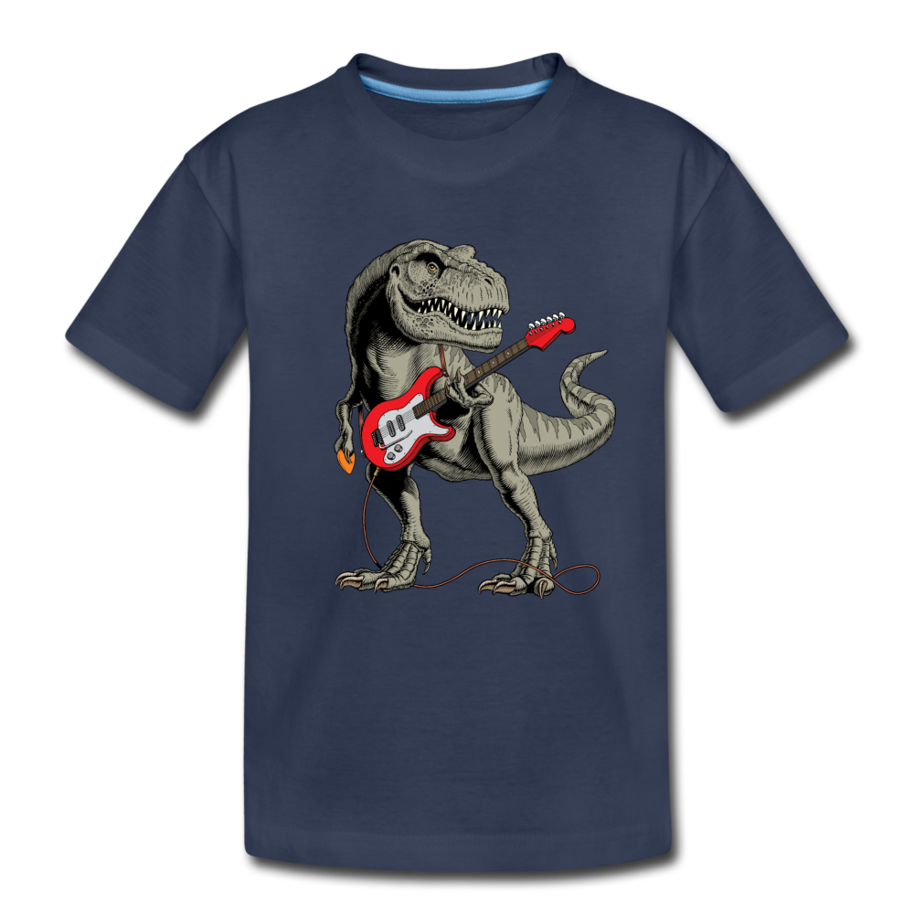 Guitar Dinosaur Kids T-Shirt - navy