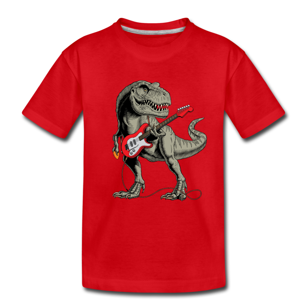 Guitar Dinosaur Kids T-Shirt - red