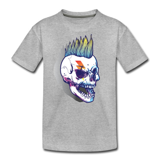 Punk Rockstar Skull Kids T-Shirt - heather gray