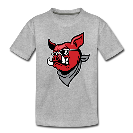 Boar Cartoon Kids T-Shirt - heather gray