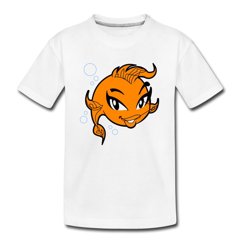 Girl Fish Cartoon Kids T-Shirt - white